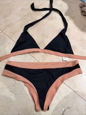 Pull&Bear Black Bikini with Nude Contrast Trim